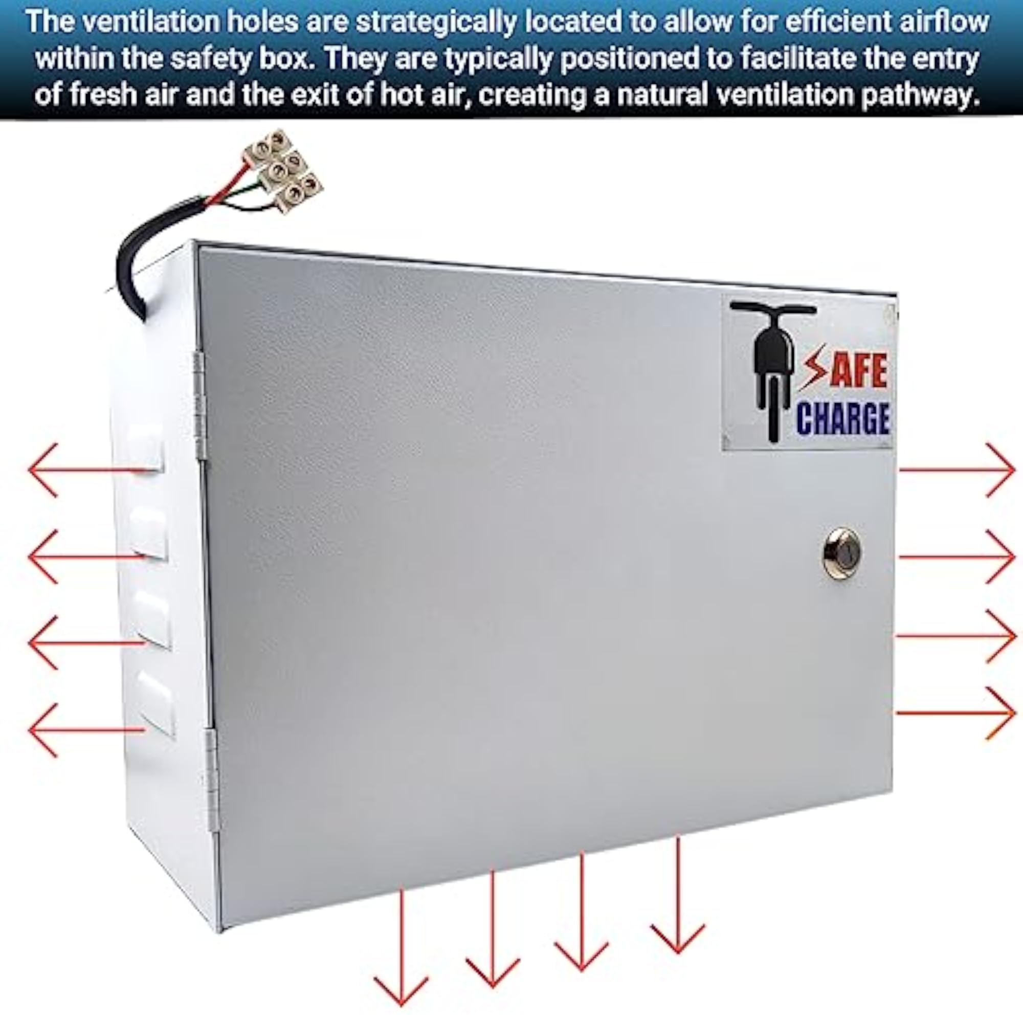 Electric Scooter Charger Safety Box with Lock, 15 Amp