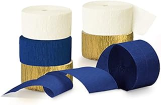 NICROLANDEE Navy Blue Party Decorations - 6 Rolls Navy Blue Gold Crepe Paper Streamers Tassels Streamer Paper for Navy Party Get Ready Bridal Shower Wedding Engagement Birthday Graduation Supplies