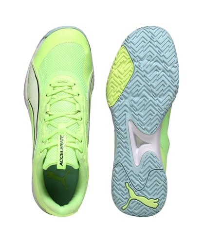 PUMA Mixte Accelerate Pro 4 Chaussure intérieur, Fizzy Light Green Terrain Light Moss Blanc, 43 EU