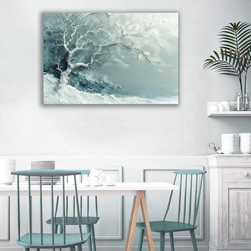 Arbre abstrait moderne tableau sur toile 30x50cm encadré DunPei décor salon - 3
