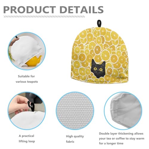 Image of Tea Pot Cover Yellow Lemon Print Teapots Cosy Insulated Tea Cozies Home Kitchen Decoration Teapot Dust Cover Warming Tea Kettle Quilt Creative Gifts for Party