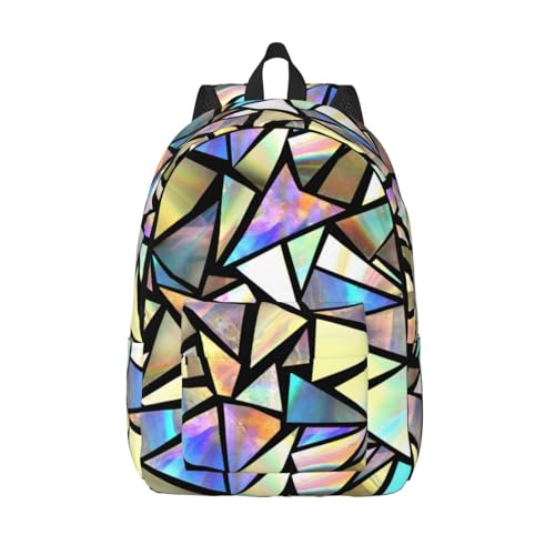 Iridescent Bright Colorful Backpack for Girls Boys Women Lightweight Canvas Bookbag Casual Daypack for Travel Outdoor Camping, 17 Inch