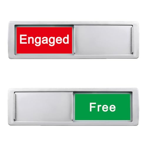 Image of Free /Engaged Sign,Magnetic Slider Door Signs For Home, Office Restroom Conference Hotels,Easy To Read, Non-Scratch In Use Available Sign Slider Door Indicator Tells Whether Vacant Occupied-7'' x 2'' - Silver