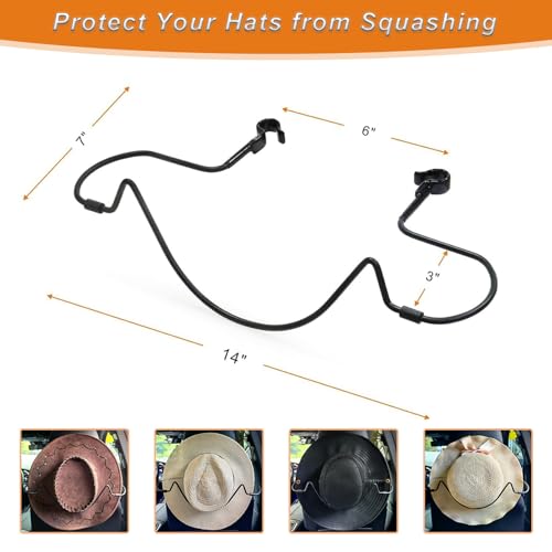 Cowboy Hat Rack Holder for Truck Car Hat Stand for Travel - Keep Hat in Shape, V-Shape Anti-Flip Grip Design for Automotive Roadtrip Hats Organizer for Men Women by Idefair - Image 3