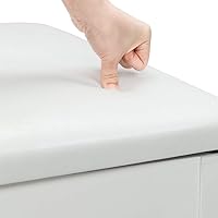 Vista 7 de Bonnlo Banco de piano blanco Duet Banco de teclado de madera con almacenamiento y cojín acolchado Blanco-plano