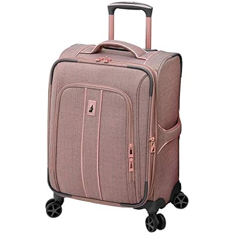 LONDON FOG Newcastle Softside Expandable Spinner Luggage, Rose Charcoal Herringbone, Carry-On 20-Inch Cover