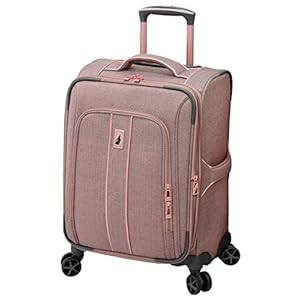 LONDON FOG Newcastle Softside Expandable Spinner Luggage, Rose Charcoal Herringbone, Carry-On 20-Inch