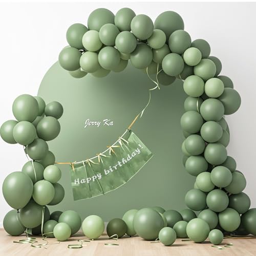 Image of Sage Green Balloons 12 inch,70pcs Olive Green Latex Party Balloons for Graduation Jungle Forest Wedding Birthday Baby Shower Party Decorations