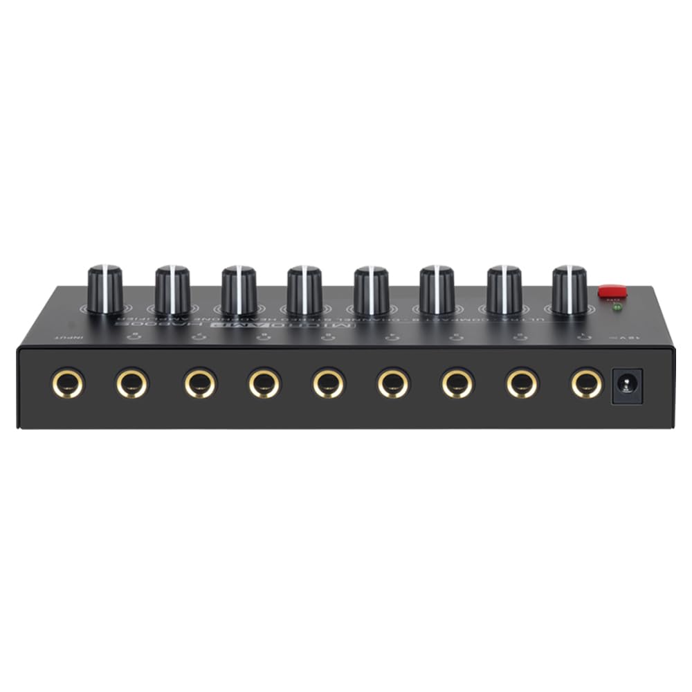 COKYIS Amplificatore per cuffie - Commutazione stereo/mono, mini amplificatore audio ultra compatto con amplificatore per cuffie aggiornato di potenza, 8 canali, adatto per mixer audio, metallo