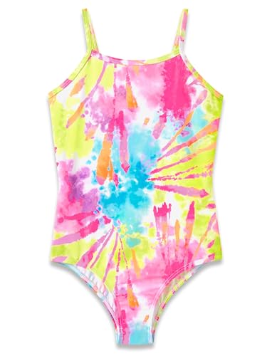 Image of Dvenki Toddler Girls One Piece Swimsuit Adjustable Straps Sizes 2T-10 | quick-dry swim fabric, skin-friendly, ruffle neckline, leopard, check, mermaid prints, swimwear for beach, pool, summer party