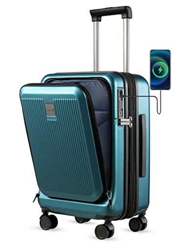 Luggex Carry On Luggage With Pocket Compartment - Pc Hard Shell Suitcase With Charger Built-In Usb Port - Expandable Luggage Airline Approved With Spinner Wheels #TOP16