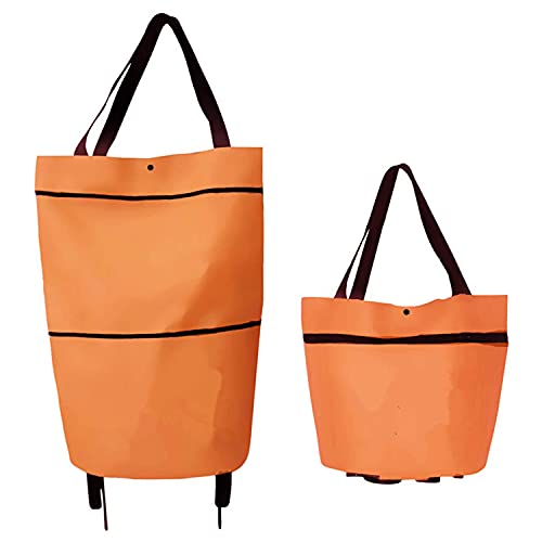 Bolso plegable 2 de la compra de la carretilla en 1 carro portátil plegable de la compra, naranja/fiesta de bloques, Talla única