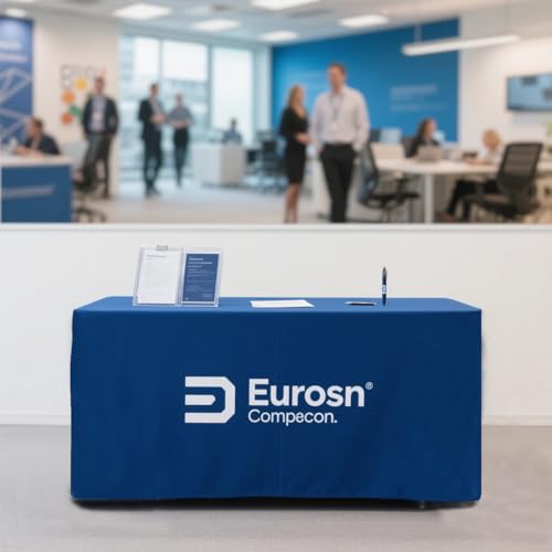 Customized Tablecloth with Logo 4/5/6/8/10FT for Business Tradeshow Events Company School Shop Welfare Organization Other Important Events Shipping Next Day (Fitted tablecloth, 5FT back open)