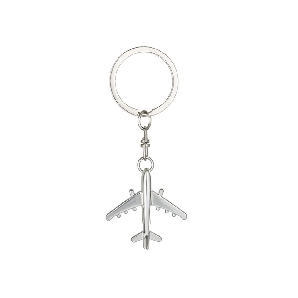 ARFUKA Keyring Mini 3D Airplane Keychain Zinc Alloy Key Chain Metal Keyfob Key Ring Gift for Christmas and Birthday Silver
