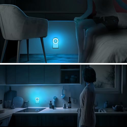Image of Briignite Motion Sensor Night Light Azure Blue, 2 Pack Night Lights Plug into Wall, Auto On /Off Motion Activation Nightlight, Energy-Saving 0.6W LED Blue Night Light, Ideal for Kids, Bedroom, Bathroom
