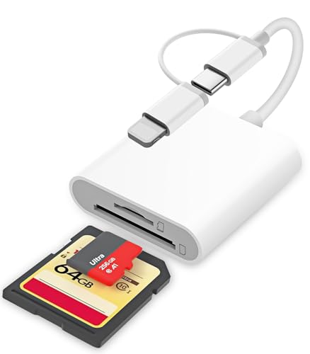 Oliveria SD Kartenleser iPhone, SD Kartenleser Lightning, Lightning SD Card Reader, iPhone SD Card Reader, SD Adapter iPhone, Adapter SD Karte iPhone, SD Kartenleser für iPhone/iPad/Kamera