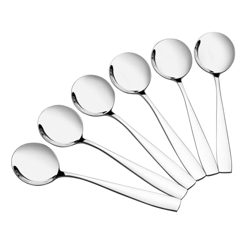 Kekow Soup Spoons, 12-Piece Stainless Steel Round Bouillon Spoon