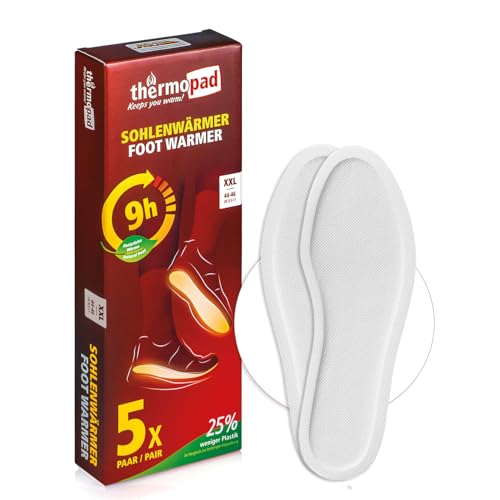THERMOPAD Semelles chauffantes S-XXL – L'ORIGINAL : 5 Pairs de chaufferettes pour jusqu'à 9 Heures de Chaleur - pour Les Chaussures de Ski et Les Bottes -...