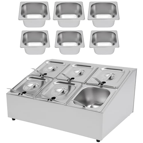 Estación para ingredientes de pizza, Estación for ingredientes de pizza, 5 1/3 bandejas, tapas, acero inoxidable, color plata(Contemporary)