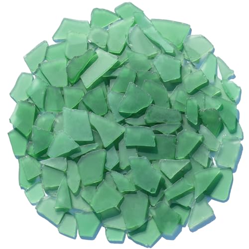 QYGL Sea Glass for Crafts - 34oz Green Frosted Seaglass Pieces