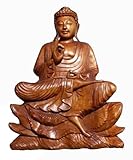 Wogeka Super schöner 40 cm Lotus Buddha Meditation Mönch Holz Budda Feng Shui BMLFU40