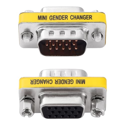 KUOQIY 2 St&uuml;cke VGA 15 Pin Stecker auf Buchse Gender Changer, HD15 Mini Gender Changer, f&uuml;r Monitore