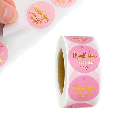 500Pcs Thank You Sticker Envelope Seal Scrapbook Sticker Pink Heart Cute Round Sticker Stationery Label Stickers #TOP4