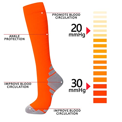 Image of fenglaoda 8 Pairs Compression Socks for Men & Women 20-30 mmHg Knee High Nurse Pregnant Running Medical and Travel Athletic