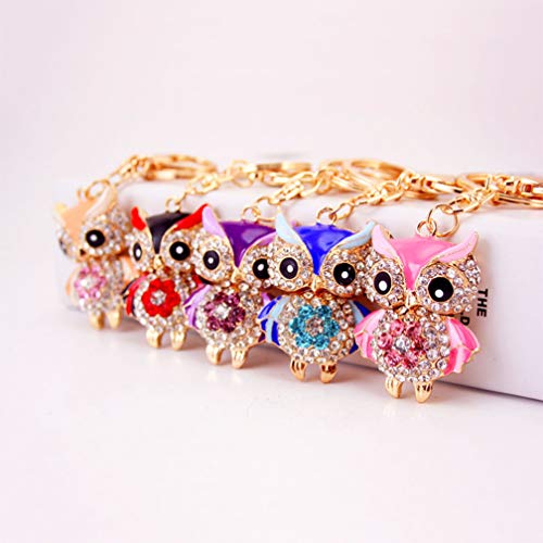 Grtdrm Cute Owl Shape Crystal Rhinestone Sparkling Keychain Bag Pendant Handbag Charm For Women Girls(Purple) #TOP1
