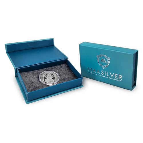 Image of MAA SILVER Pure Silver Ganpati Ganeshji BIS Hallmarked Round Coin Chandi Sikka Perfect for Gifting Investment Diwali Dhanteras (999 Purity)