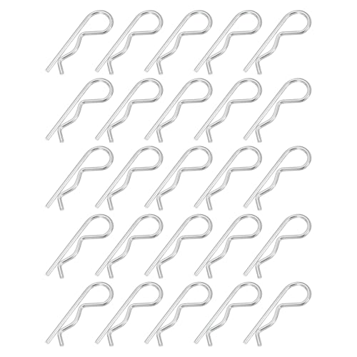 PATIKIL M3 x 60 mm Cotter Pin Assortment Kit, 30 Pcs Heavy Duty R Clips Hardware Pin Carbon Steel Spring Fasteners Hitch Pin for Trailer Locking Lawn Mowers Truck, Silver Tone