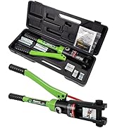 AMZCNC 16 Ton Hydraulic Wire Crimper Battery Cable Lug Terminal Crimping Tool w/ 13 Dies (9AWG~60...