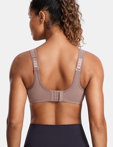Image of SYROKAN Women's Max Control Underwire Sports Bra High Impact Plus Size with Adjustable Straps Unlined Bra