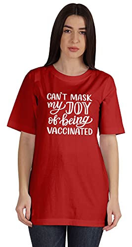 Inkmeso Can't Mask My Joy of Being Vaccinated T,Shirt pour Femme Pro-Vaccin