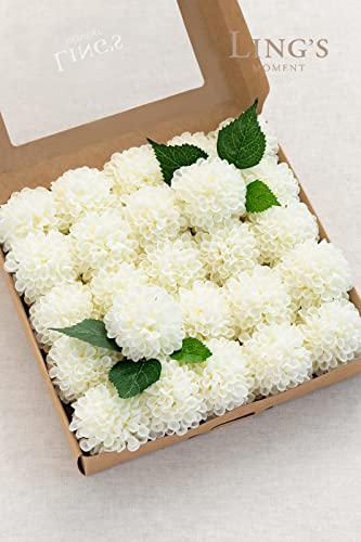 Ling's Moment Artificial Wedding Dahlia Flowers 25 Pcs Ivy Fake Roses W/Stem For Diy Wedding Decor Centerpieces Arrangements Bouquets #TOP3