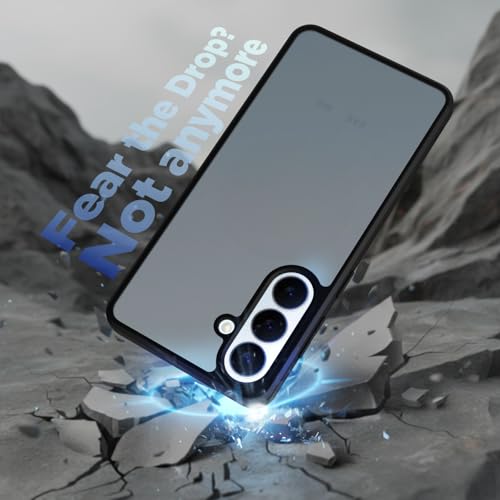 Image of RIGGEAR Shockproof Sleek Hybrid Armor Back Cover Case for Samsung Galaxy S26 (Smoke Black Matte PC + Black TPU Bumper)