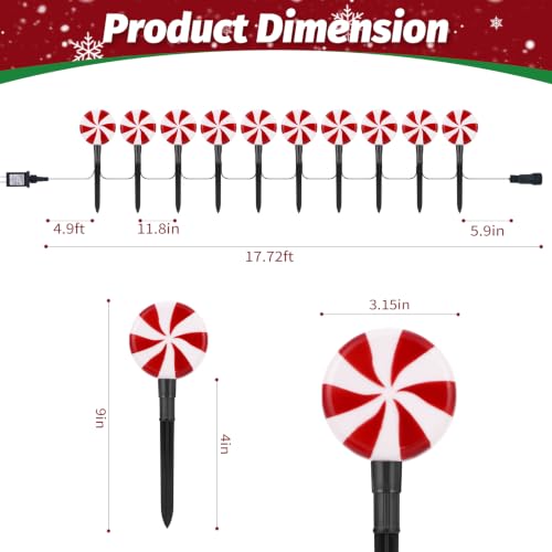 Mrsenloi Christmas Lollipop Pathway Lights, 10 Pack, Red White - image 2