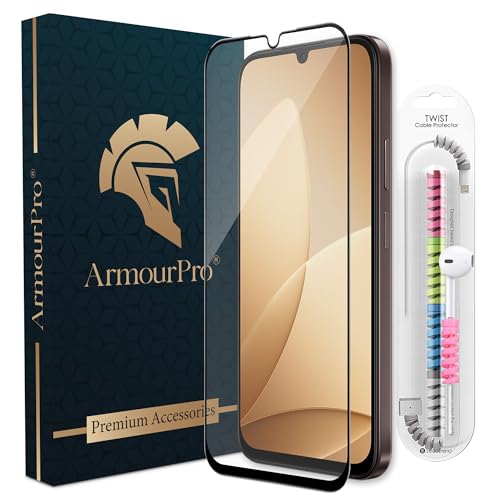 Image of ArmourPro Military-Grade Tempered Glass for Oppo A6c - 9H Anti Scratch, Edge-to-Edge Coverage, HD Clarity, Smooth Touch, Case Friendly, Easy Installation Kit with Cable Protector