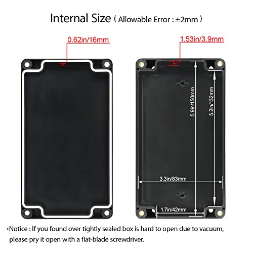 Image of Project Box IP65 Waterproof Dustproof ABS Plastic Enclosure Black Outdoor Project 6.2 x 3.5 x 2.4 inch (158 x 90 x 60 mm) with 1x Junction Box, 1x Rubber Grommet, 4x Screws