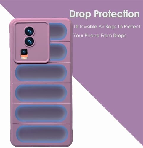 Image of A rtistque Liquid Silicone Stripes Back Cover Case for iQOO Neo 7 5G / iQOO Neo 7 Pro 5G | with Camera Protection | with Inner Fabric | Anti Slip Grip | AirBag Case - Purple