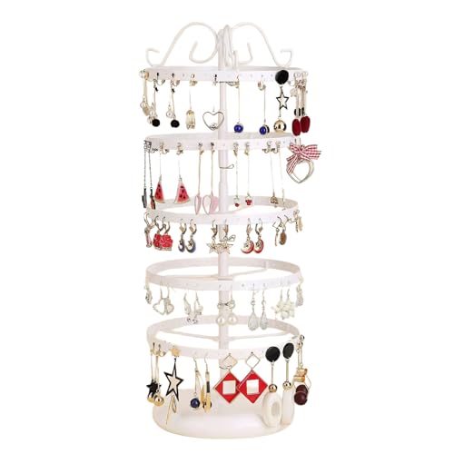 Gattregh Soporte Organizador Giratorio de 5 Niveles para Aretes, Organizador de Joyas con 210 Agujeros para 105 Pares, Almacenamiento en Metal Ajustable, Estante para Aretes y Exhibición de Joyería