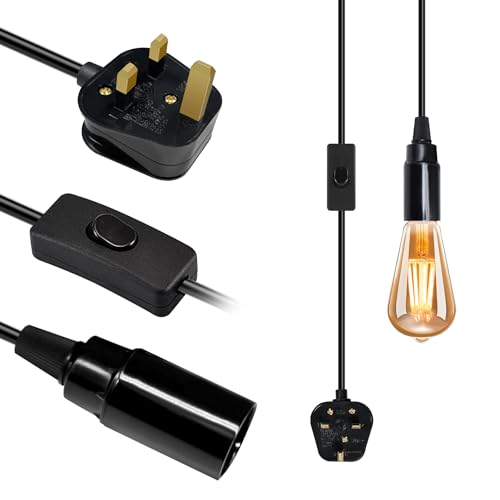 Pendant Light Fitting, E14 Lamp Holder with 4.5 M Lamp Cable With Switch and Plug, Black Ceiling Pendant Light Fitting