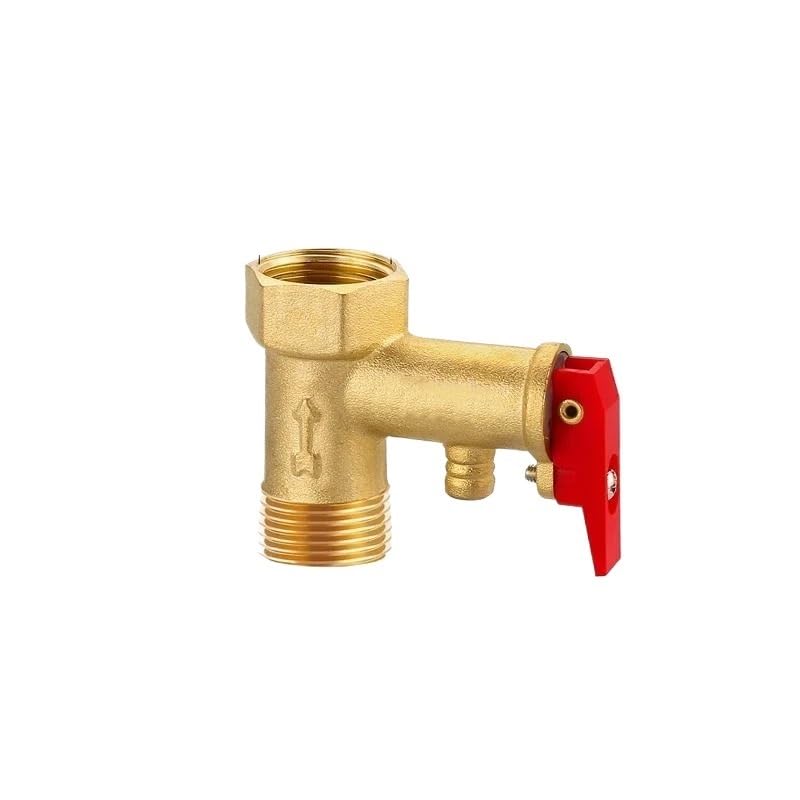 Válvulas de alivio Válvula de latón duradera, válvula de alivio de presión ajustable, sobrepresión en sistemas de agua cerrados Protege contra Valvula Seguridad(0.8Mpa,Yellow Red)