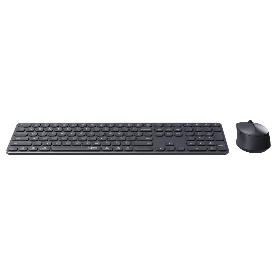 Rapoo 9810M zestaw bezprzewodowej klawiatury i myszy USB 2,4 G, wielofunkcyjne urządzenie do 4 urządzeń, aluminiowa obudowa, płaska, akumulator do ponownego ładowania, układ QWERTZ niemiecki