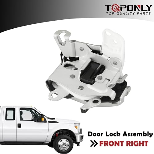 Image of TQPONLY Door Lock Latch Assembly | Compatible with 1999-2008 Ford F150 F250 F350 F450 F550 F650 F750 Excursion Lincoln Mark LT | Front Right Passenger Side Replaces 6C3Z-2521812-A F81Z-2521812-AA