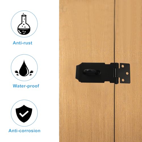 Image of 2 Pack 3 Inch Door Locks Hasp Latch, Black | Stainless Steel, Safety Packlock Clasp, Includes Screws