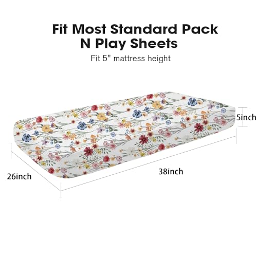 Image of Little Grape Land Pack and Play Sheets Mini Crib Sheets Soft Breathable Pack N Play Sheets, Playard Fitted Sheet 2 Pack Stretchy Fits 38 inchx26 inch Playard Mattress