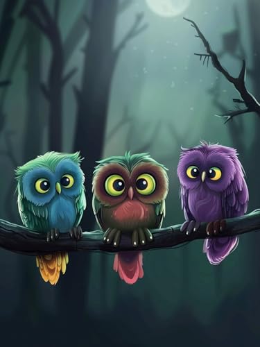 Kit complet peinture diamant hibou : Idée cadeau originale d'anniversaire pour petit et grand