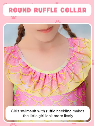 Image of Girls One Piece Swimsuits Toddler Cute Ruffle Bathing Suits Quick Dry Beach Swimwear Size 2-7 Years