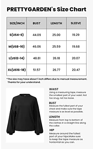 Prettygarden Women's Oversize Sweaters Loose Drop Shoulder Lantern Sleeve Round Neck Fashion Pullover Sweater Tops Black #TOP6